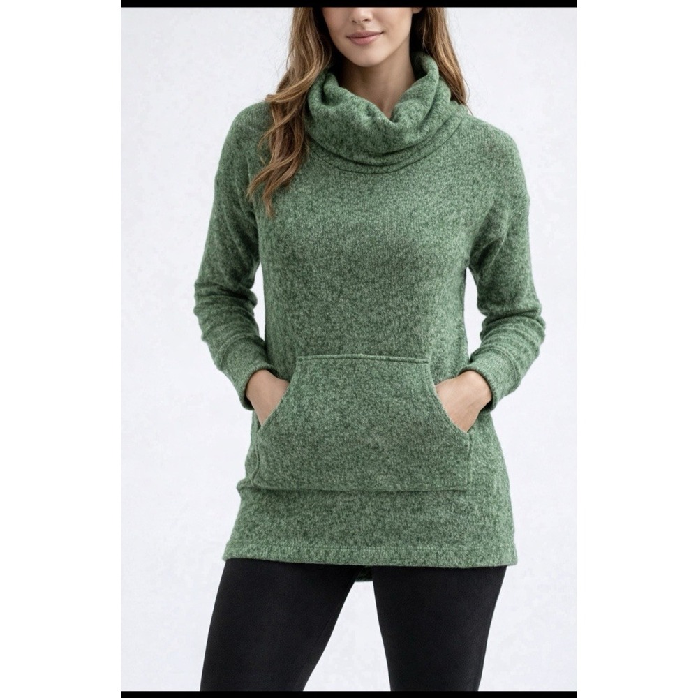 Katika by KinkyFashion Womens L Cowl Neck Sweater Tunic Green Vintage Israel EUC